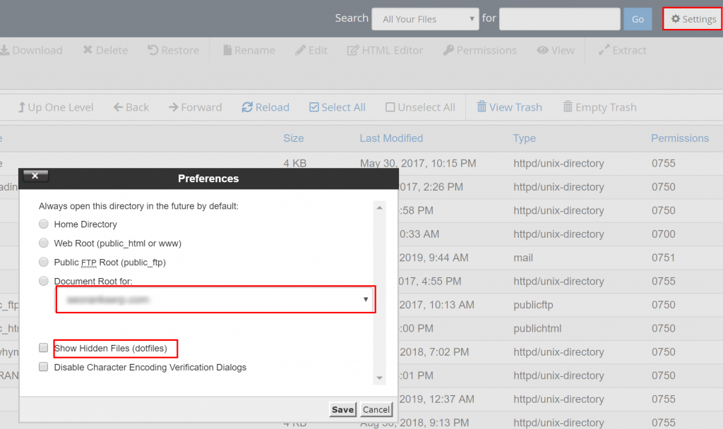 document root klasörü cpanel